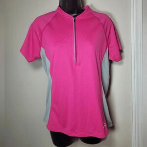 L.L. Bean Pink Quarter Zip Athletic Polo Shirt sz M